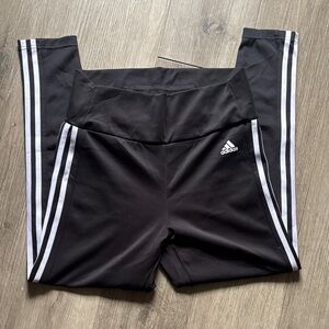 Adidas Kids Black Leggings with White Stripes